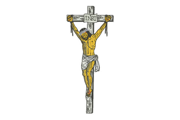 Jesus Crucified: A Premium Embroidery Design for Faith Products